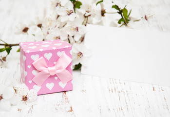 Spring blossom and gift box