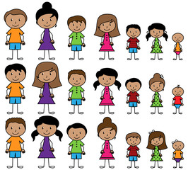Vector Collection of Diverse Stick People in Vector Format