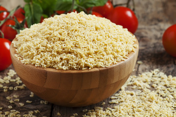 Italian dry pasta alfabeto in the of letters of alphabets on woo