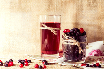 glass with berries and fruit compote