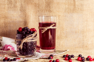 glass with berries and fruit compote