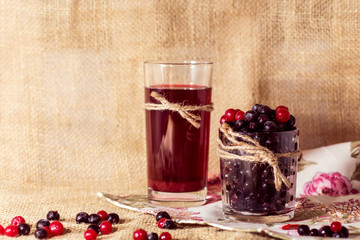 glass with berries and fruit compote