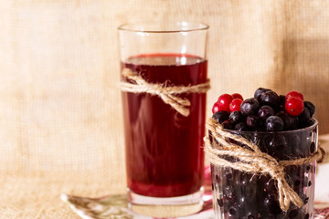 glass with berries and fruit compote