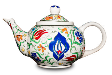 ceramic teapot on white background