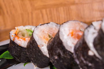 Salmon and caviar rolls