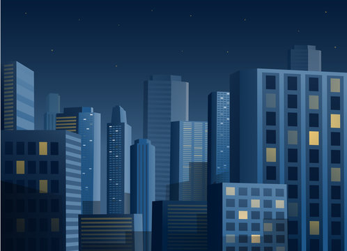 Cityscape at night vector background