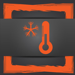 Obraz premium Snowflake with thermometer icon