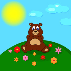 Obraz na płótnie Canvas Little teddy bear on the meadow