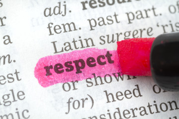 Obraz premium Dictionary definition respect