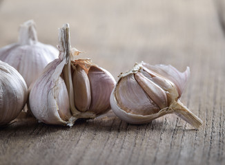 garlic on wooden