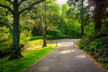Gardens along a walkway outside the Pittock Mansion, in Portland