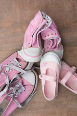 Women, girls, mother and daughter shoes , family concept