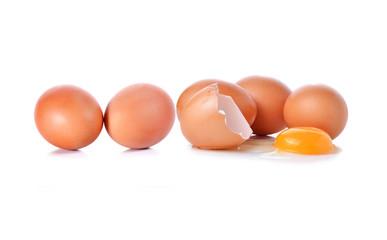 Broken egg isolated on white background