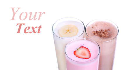 milkshakes chocolate flavor ice cream set collection isolated on