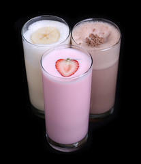 milkshakes chocolate flavor ice cream set collection isolated on