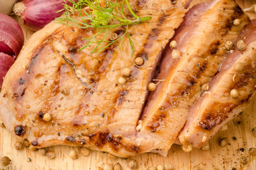 Grilled steak, pork steak