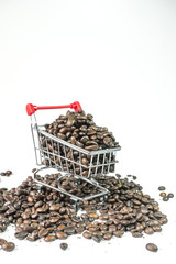 Coffee beans inside trolley