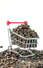 Coffee beans inside trolley