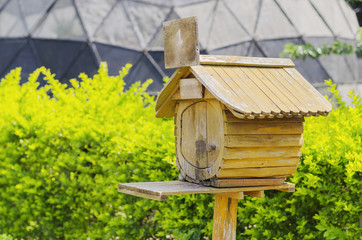 Old wood mailboxes in countryside