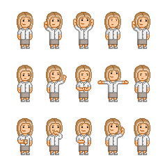 Pixel art collection of different emotions