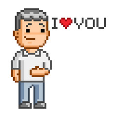 Pixel art message Love you