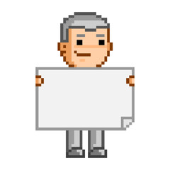 Pixel art person and the document