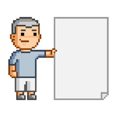Pixel art person and the document