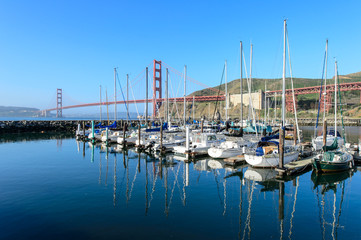 Fototapeta na wymiar Port at Golden gate bridge, San Francisco