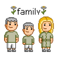 Pixel art happy family