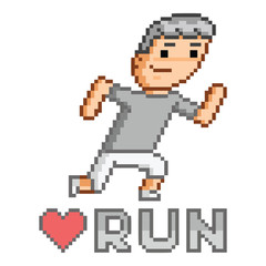 Fototapeta premium Pixel art I love run