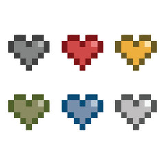 Pixel set hearts