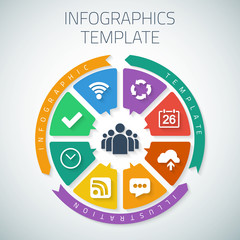 Web Infographic Timeline Pie Template Layout With Vector Icons,