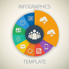 Web Infographic Timeline Pie Template Layout With Vector Icons,