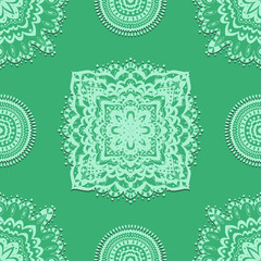 Seamless pattern on green background