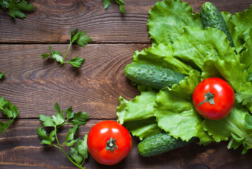 Lettuce, cucumbers  and tomatoes