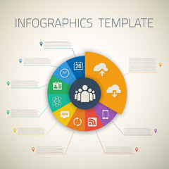 Web Infographic Timeline Pie Template Layout With Vector Icons,