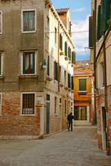 Scenic old streets in Venice, the lagoon of Italy