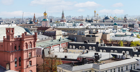 skyline of Moscow city with Kremlin in spring