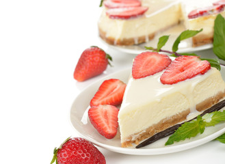 Cheesecake with strawberries