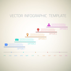Web Infographic Timeline Template Layout With Vector Icons, coul