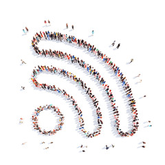 large group of men in the shape wi fi.