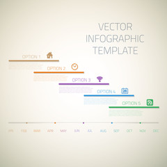 Web Infographic Timeline Template Layout With Vector Icons, coul