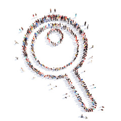 people in the shape of a magnifying glass.