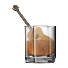 Guitar in a wineglass of whiskey