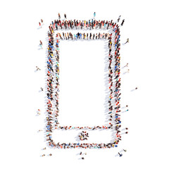 people in the shape of a mobile phone.
