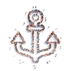 people in the shape of an anchor.