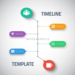 Web Infographic Timeline Template Layout With Vector Icons, coul