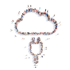 people in the shape of clouds, electricity.