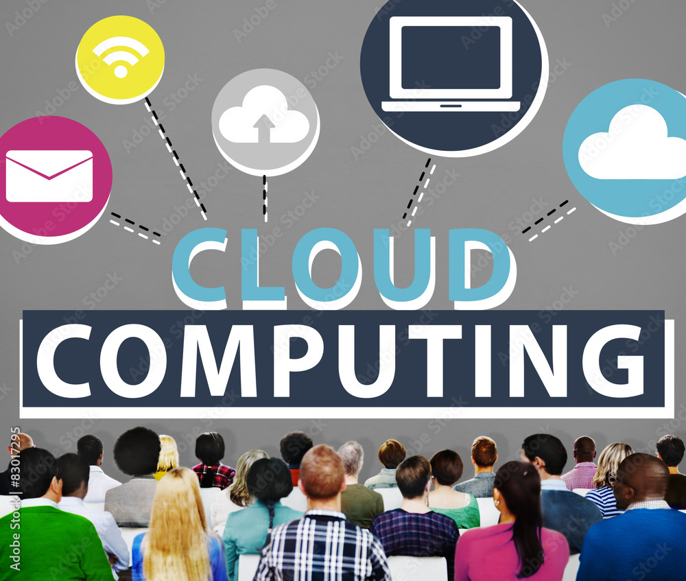 Poster cloud computing online internet sharing storage concept