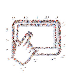 people in the shape of a tablet with  cursor.